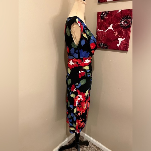 Ralph Lauren Black, Blue, Red and White Floral Sheath Dress, sz 8 - Picture 3 of 5